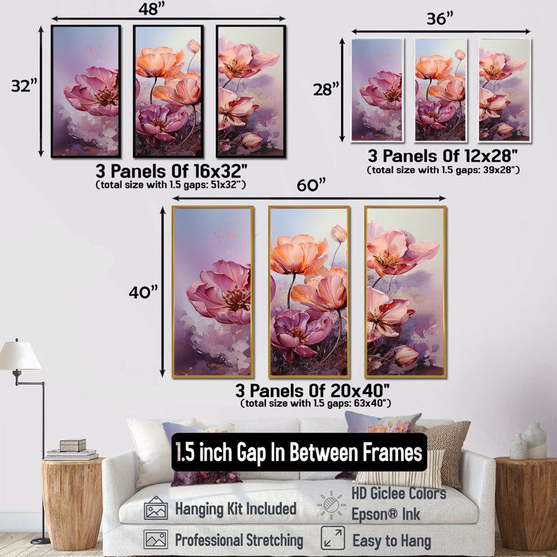Ensemble de salon Farmhouse, Cadre flottant noir, H 40 po x l 60 po x P 1 po