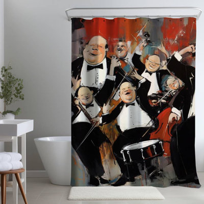Shower Curtain MU48 – Polyester Shower Curtain, Dye Sublimation Print, 71" W × 74" L