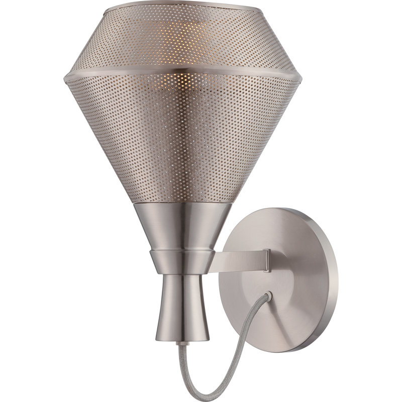 Appliquee à bras 1 lumières Gerke, Acier satiné