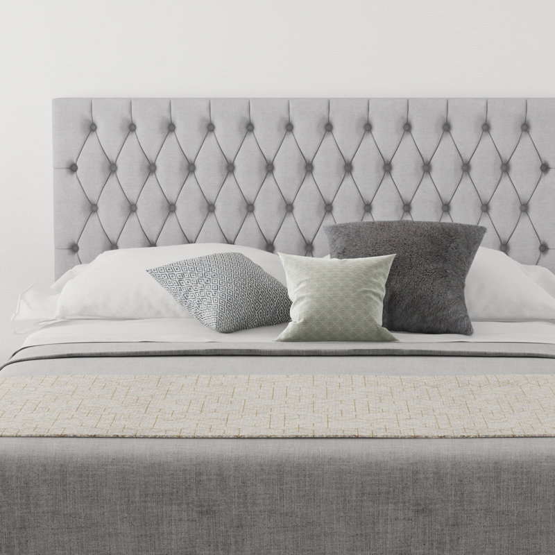 Upholstered Headboard, Linen Silver, Small Double (4')