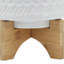5" TRIBAL PLANTER W/ WOOD STAND, WHITE