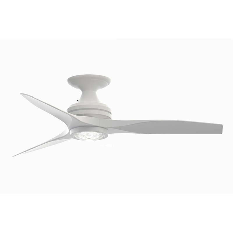 Spitfire 48 inch Flush Indoor/Outdoor Ceiling Fan with LED Light Kit - Matte White with Matte White blades, Matte White