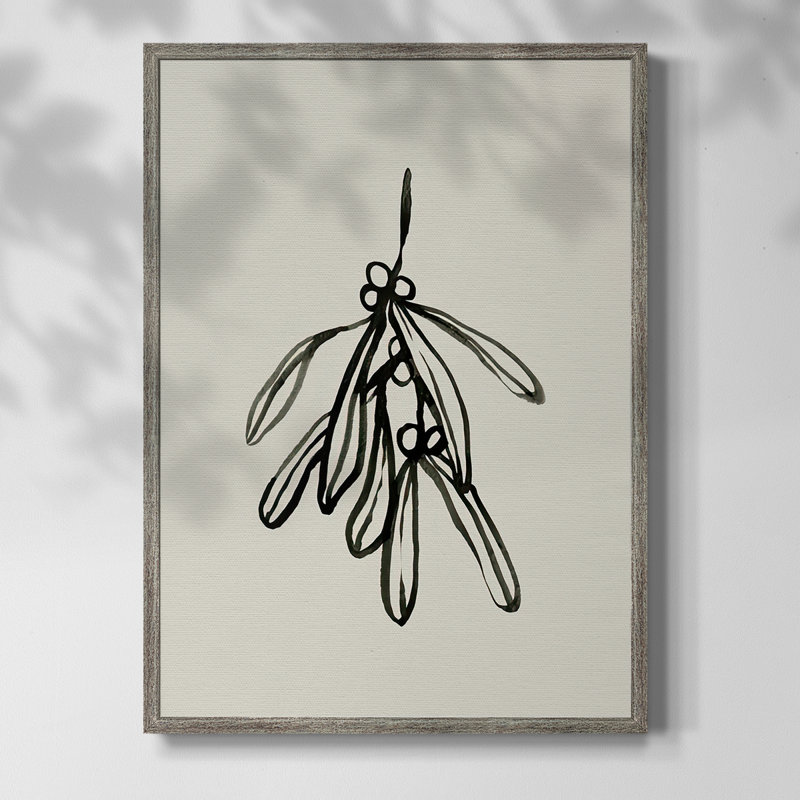 Mistletoe Sketch II Framed Print - Solid Wood, 11" H x 9" W