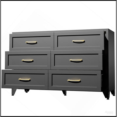 6 Drawer Dresser for Bedroom, Modern Metal Storage Chest with Smooth-Glide Drawers, Space-Saving Storage Cabinet for Closet, Hallway, Entryway, Eco-Friendly Black Steel Dresser for Small Spaces