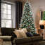 Arbre de Noël de 5 pi, 1131 pointes, 47 baies rouges, pin, branches de Pe + givrées, installation à charnières facile, arbre de support avec baies et Pe + à pointe de neige, support en métal