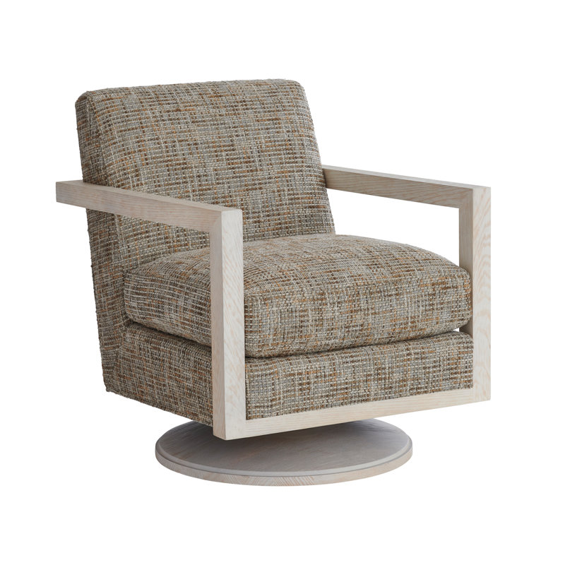 Barclay Butera Upholstery Swivel Armchair, Gray Cotton Blend