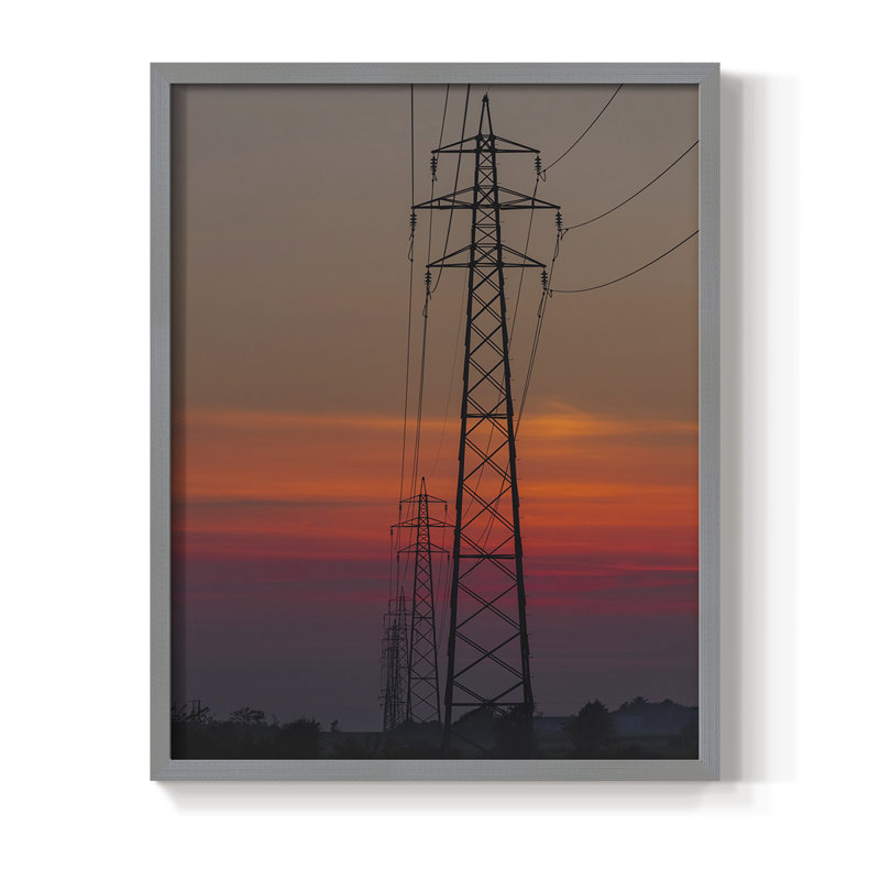 Impression encadrée Sunset Power - bois massif, Gris, H 10 po x l 8 po