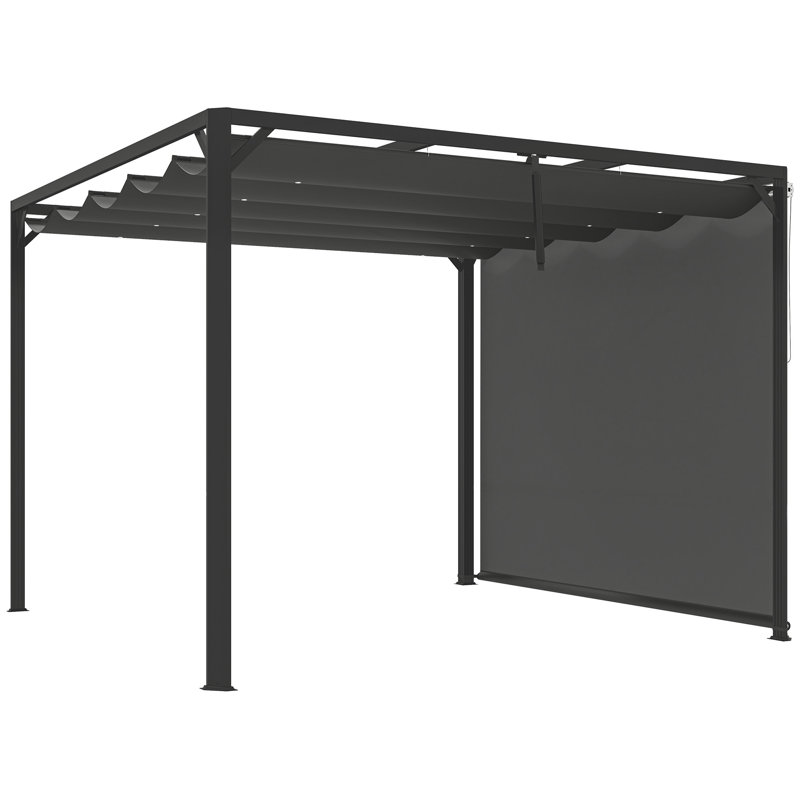 Outsunny 3 x 3(m) Garden Pergola Retractable Roof Canopy UPF30+, Black