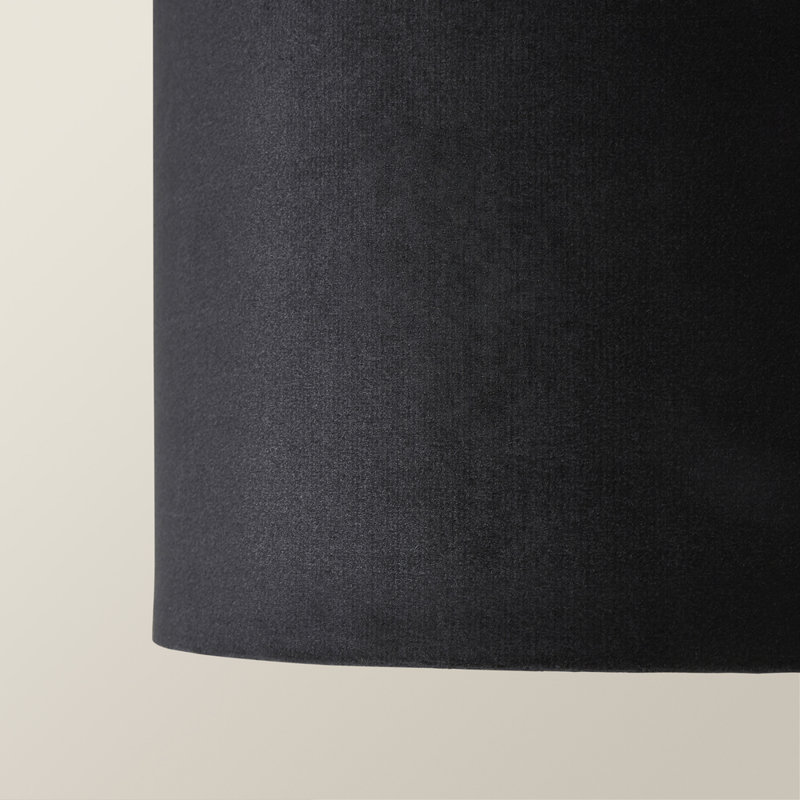 20cm H Velvet Drum Pendant Shade ( Screw On ), Black, 25 cm H x 45 cm W x 45 cm D