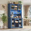 Armoire de rangement pour garde-manger rustique de style campagnard avec DEL, tablettes réglables et support à vin pour une organisation efficace-158107704