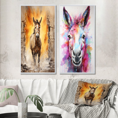«Expressionist Donkey Pasture Dance II - Donkey», ensemble de 2 reproductions d'art sur toile
