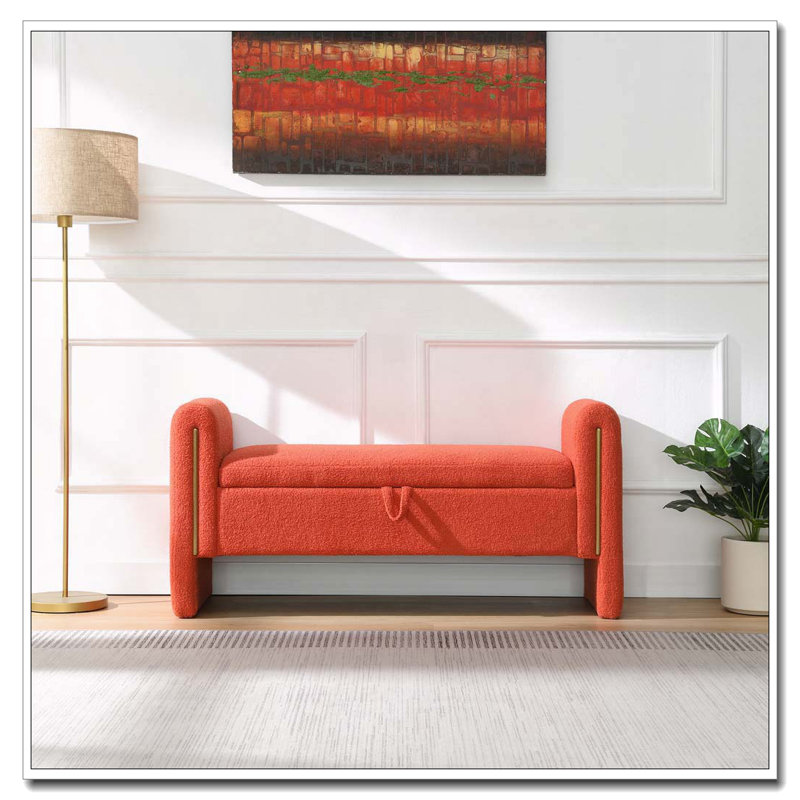 Banc de bout avec accoudoirs et rangement Modern, Orange
