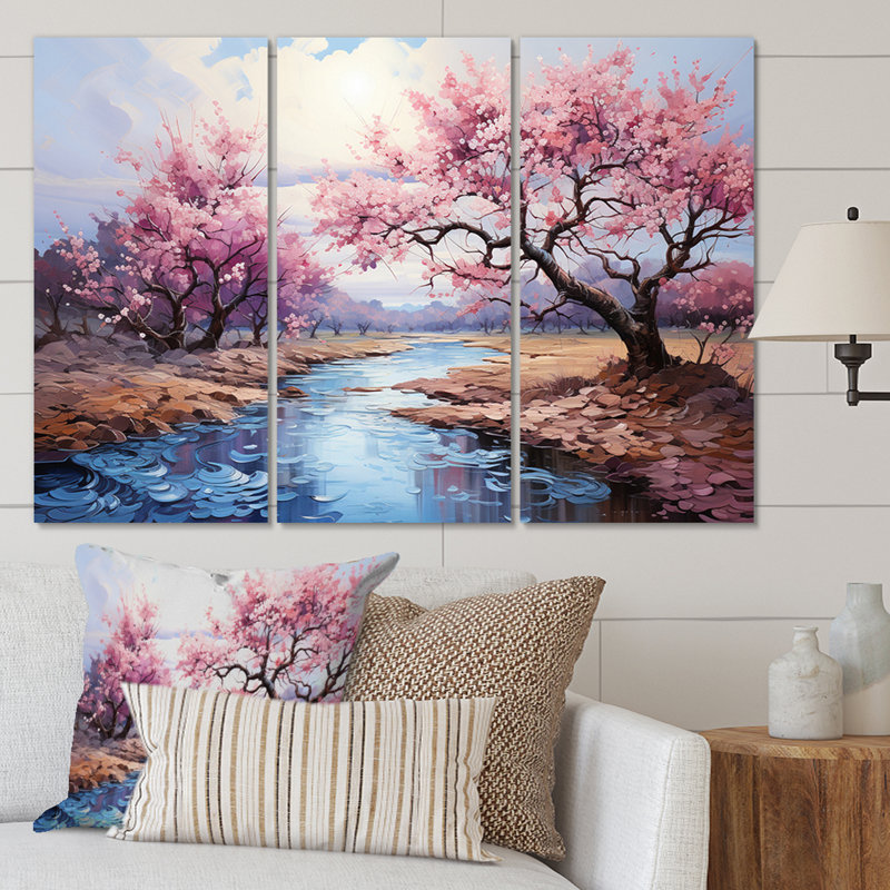 «Vangogh Blossoming Almond Trees I», reproduction sur toile 3 pièces, H 32 po x l 48 po x P 1 po