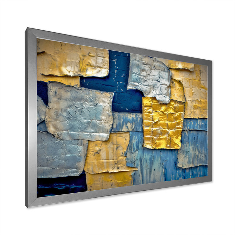 Southern Sunrise Abstract Expressionism - Abstract Collages, reproduction d'art, Cadre simple argenté