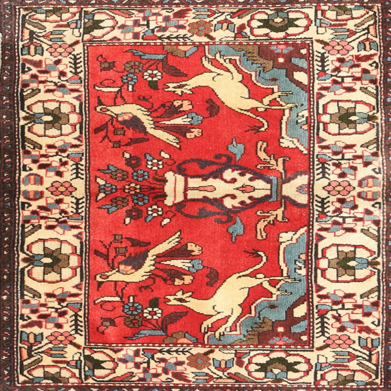 Tapis rouge à motif sud-ouest, Carré 8 pi