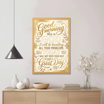 Good Morning God Will Handle Your Problems Today Faith And Grace Canvas Wrapped Wall Art Oil Painting Print With Floral Design And Inspirational Quote For Home Decor