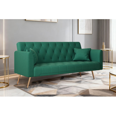 Modern Tufted Velvet Sofa with Gold Legs