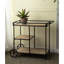Chariot-bar moderne avec 3 cadres en bois et en métal noir, 32,3 x 15,7 x 26,8, 32,3 x 15,7 x 26,8 po supportant trois sections de rangement élégantes