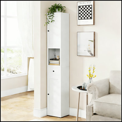 Armoire de rangement pour salle de bain de 71 pouces de hauteur avec tablettes ajustables à 5 niveaux, conception étroite en métal pour économiser de l'espace dans la cuisine et la salle de lavage