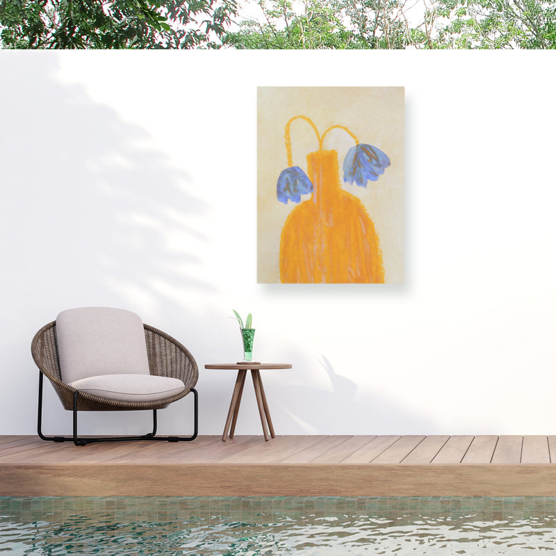 Alisa Galitsyna, nature morte avec un vase et deux fleurs sur toile, H 14 po x l 19 po
