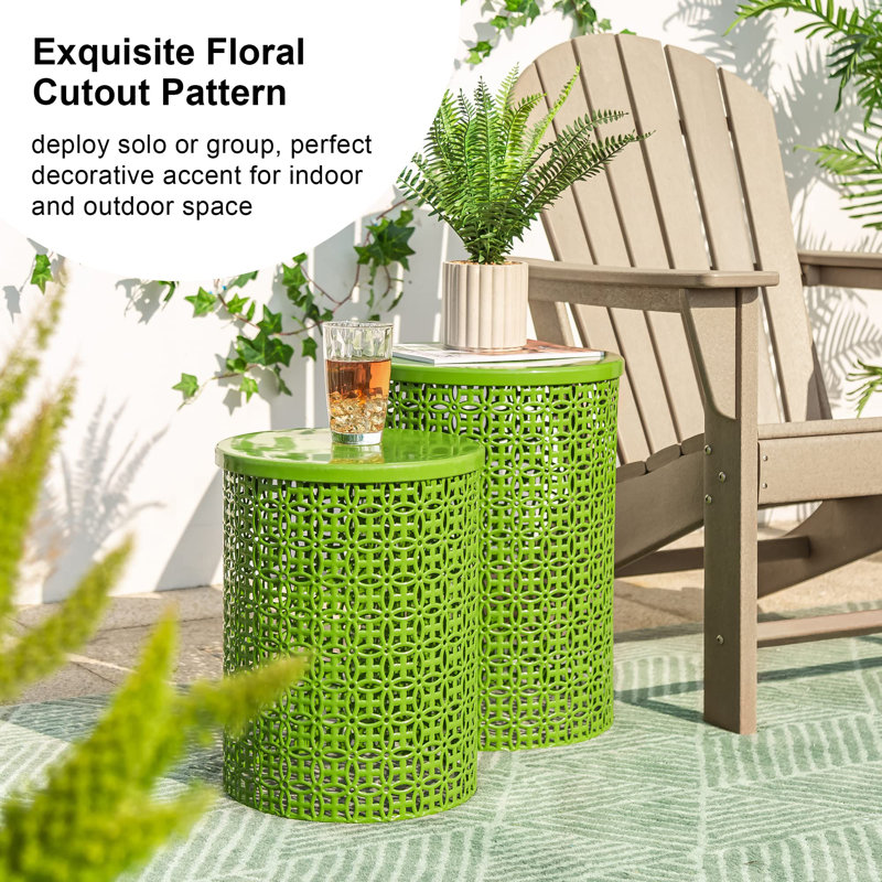 Steel Top Nesting Tables, Glossy Green