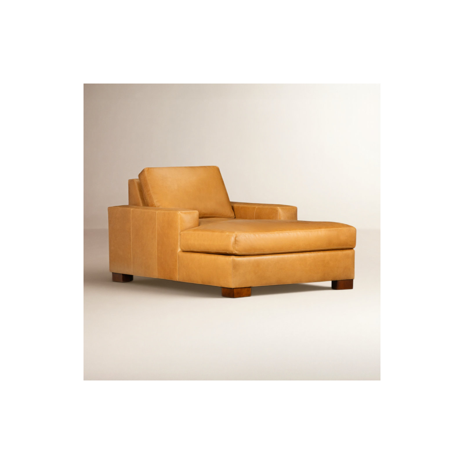 Jonie Genuine Leather Chaise Lounge, Steamboat Caramel Genuine Leather