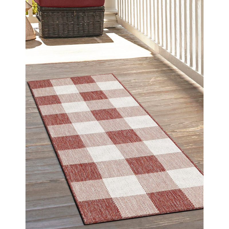 Tapis intérieur / extérieur rouge Borland, Tapis de couloir 2 pi x 8 pi