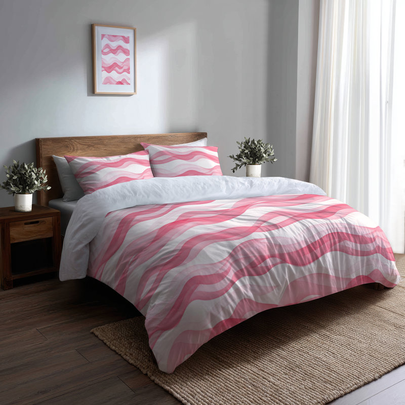 Blush Waves Bedding, Queen Comforter + 3 Additional Pieces