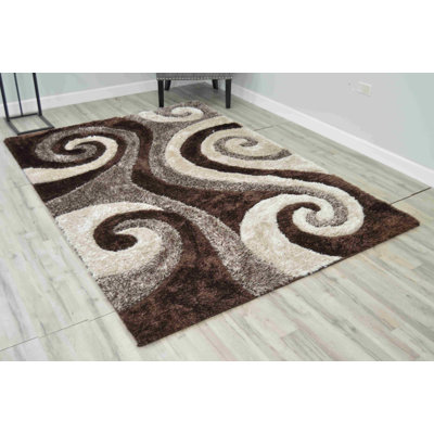 Modern Arriola Shag Abstract Geometric Rug For Living Room Bedroom