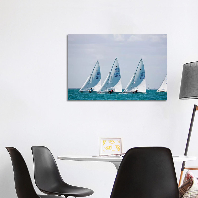 Sailboats In Bacardi Star Regatta, Miami, Florida, USA - Wrapped Canvas Print, 101.6 cm H x 66.04 cm W x 1.91 cm D