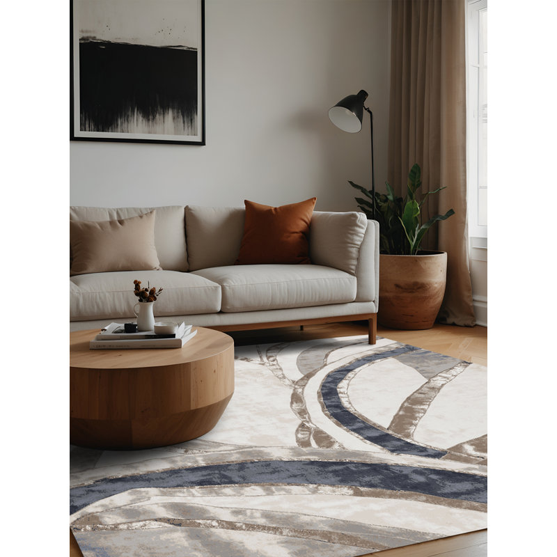 Tapis gris lavable à la machine, Carré 5 pi