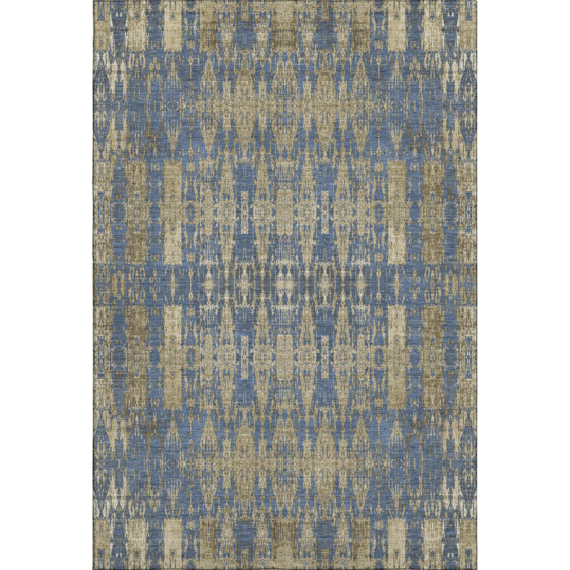 Cerrito AMF580 bleu lavable à la machine de qualité supérieure, Rectangle 10 pi x 14 pi