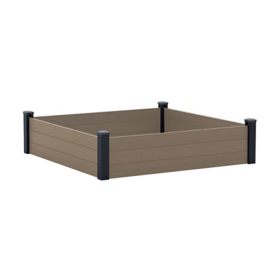 Kozyard 50.6"L X 50.6"W Raised Garden Bed Kit, Outdoor WPC Planter Box With Aluminum Post Frame, Raised Vegetable Garden Box With Open Bottom Drainage Design, Weed Barrier Cloth For Flowers, Herbs