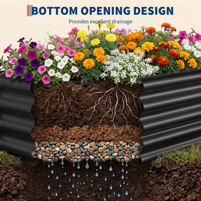 Lit de jardin surélevé galvanisé 8 x 4 pi avec couvre-serre, jardinière en métal avec moustiquaire pour légumes et herbes