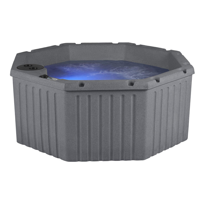 Gray Granite 5-Person Octagon Hot Tub with 11 Jets