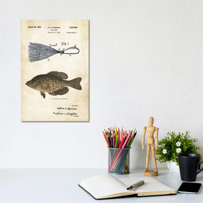 Black Crappie Fishing Lure by Patent77 - Wrapped Canvas Gallery-Wrapped Canvas Giclée