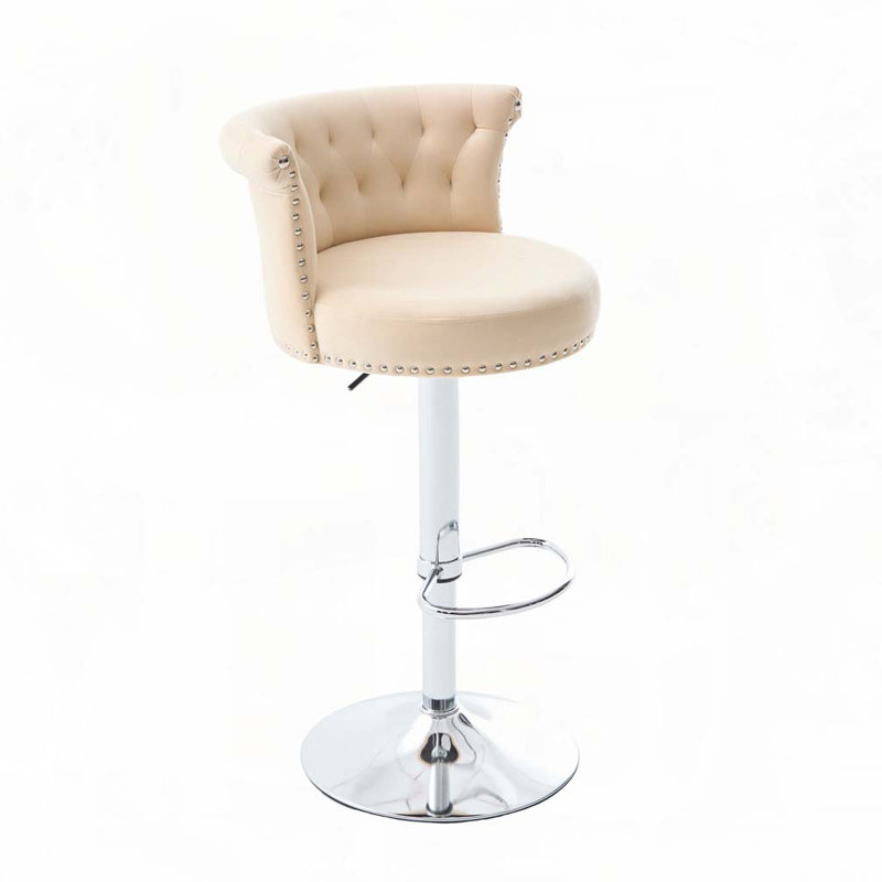 Ensemble de 2 tabourets de bar en velours, Beige
