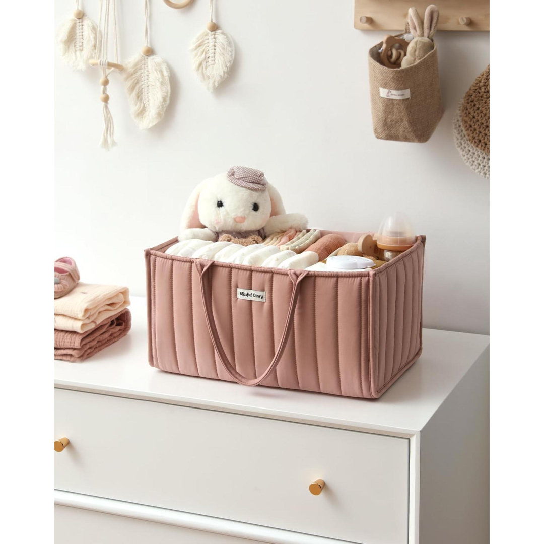Nappy Caddy Organiser, Baby Diaper Caddy For Nappy Station, Stylish Storage Basket For Newborn Essentials, Baby Shower Gifts For Girl Or Boy, Blush Pi