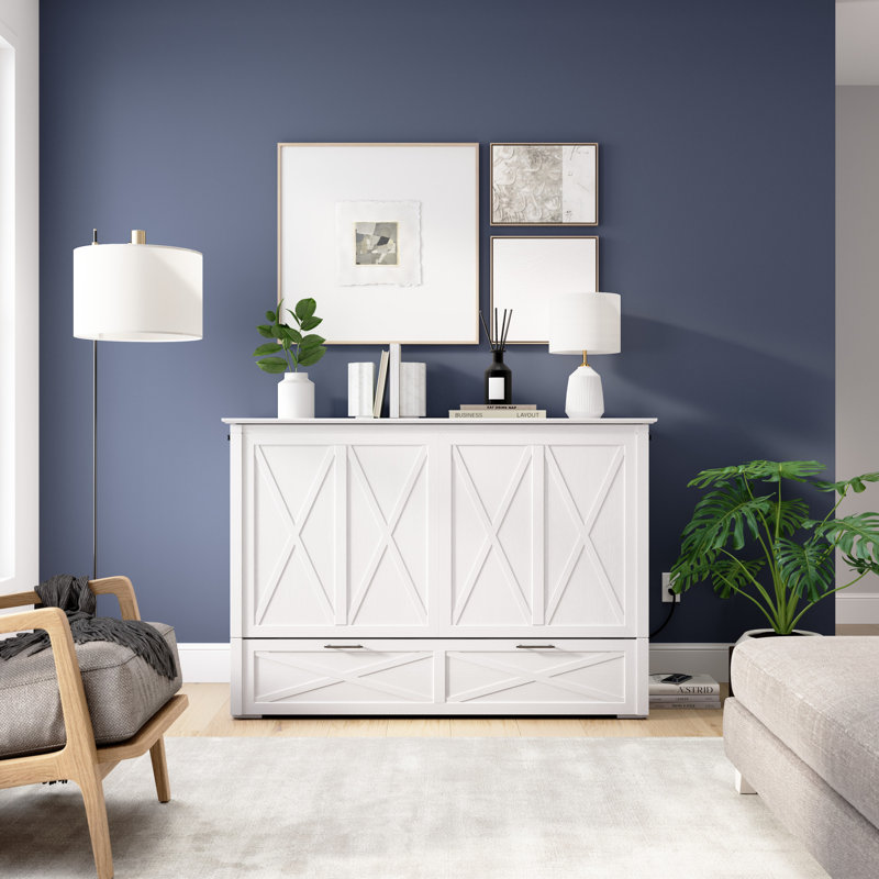 Murphy Cabinet Bed with Pullout Drawer and Mattress, Full / Double
