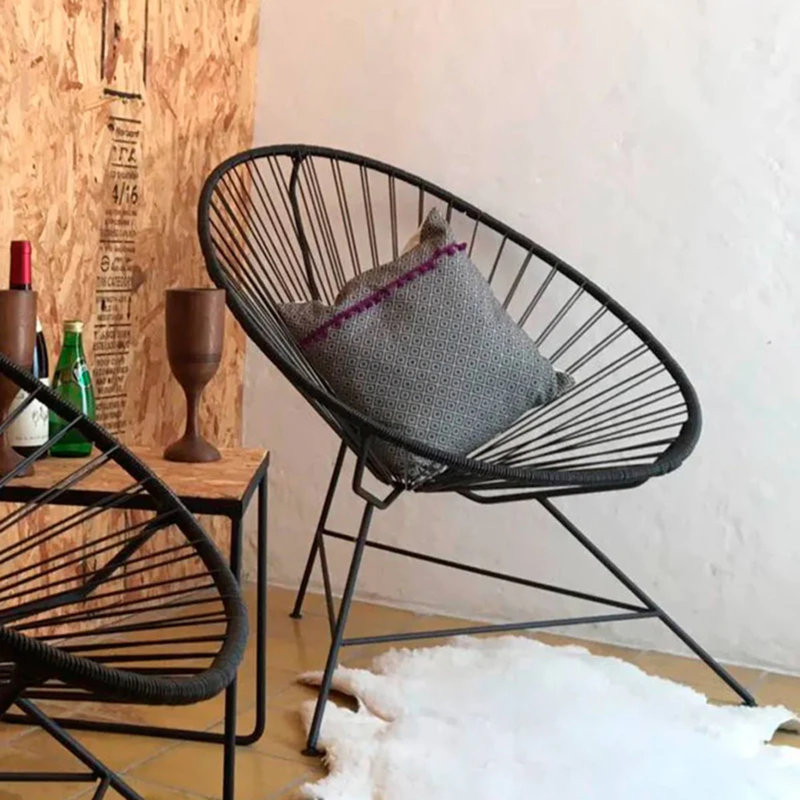 Chaise d'appoint de patio Jahray, Noir