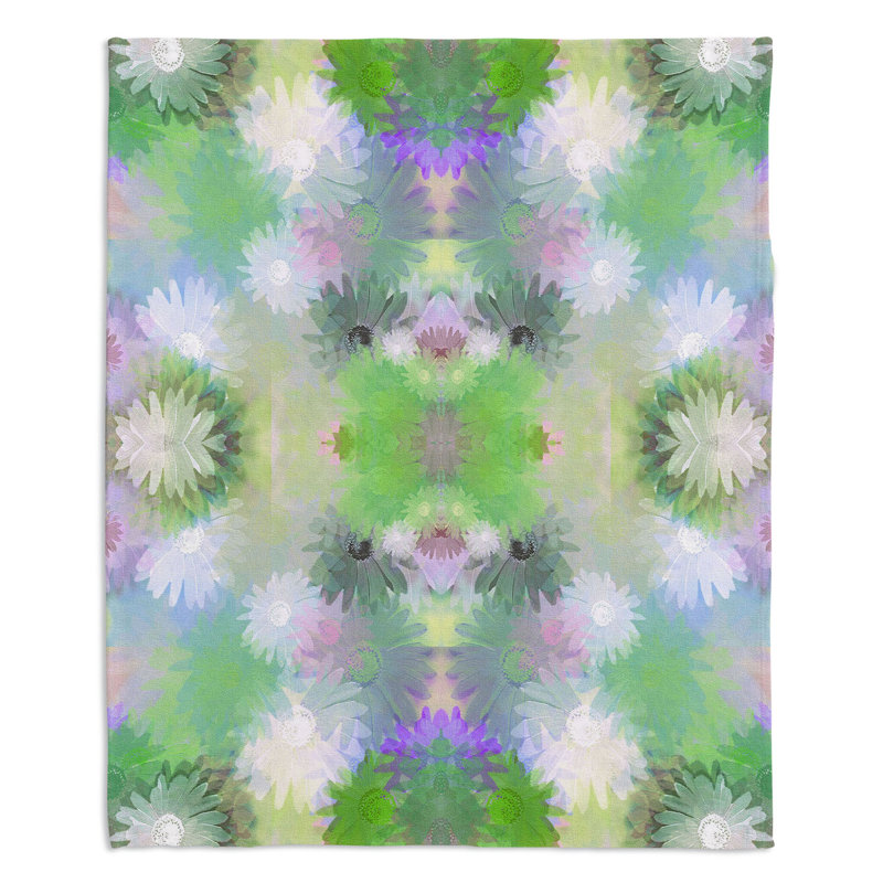 Jeté d'automne Daisy Blush, l 68 po x L 80 po, Vert