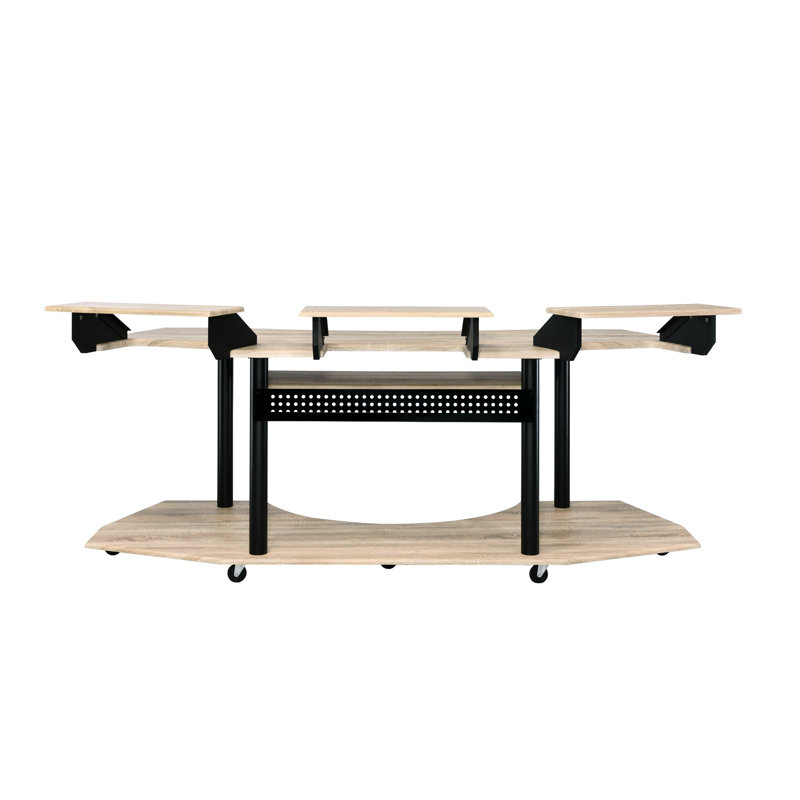 Bureau en chêne naturel de 83 po pour la musique, organisez votre espace - moderne,, Chêne / noir