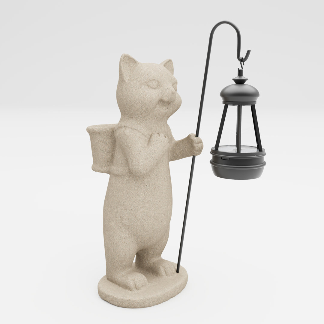 Figorona Solar-Powered Cat Resin Figurine - Garden Decor