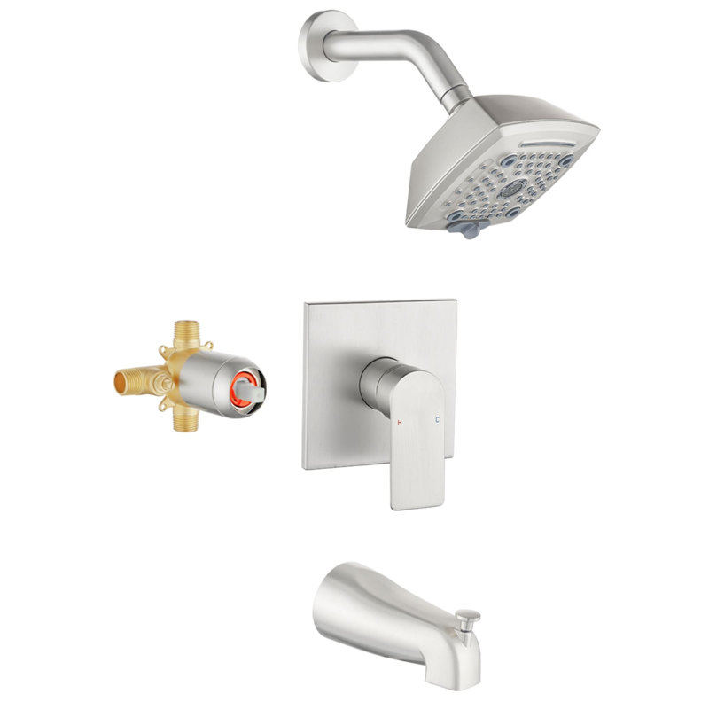 Wall Mount Tub Shower System Single Handle Complete Shower Faucet Kit Brass Shower Trim Kit With Rough-In Valve