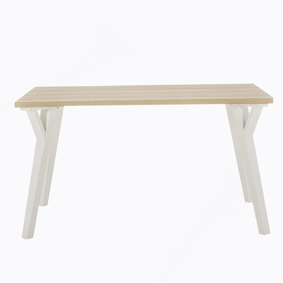 Alwynn Contemporary Rectangular Dining Table, White And Natural Wood