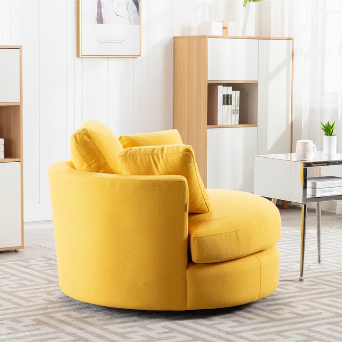 Wade Logan® Mcghee Upholstered Swivel Barrel Chair & Reviews | Wayfair