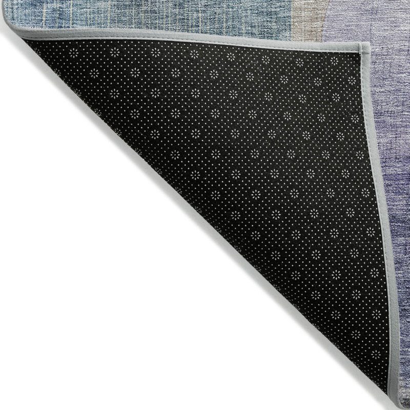 Tapis extérieur lavable abstrait bleu, vert et mauve 5 pi x 8 pi