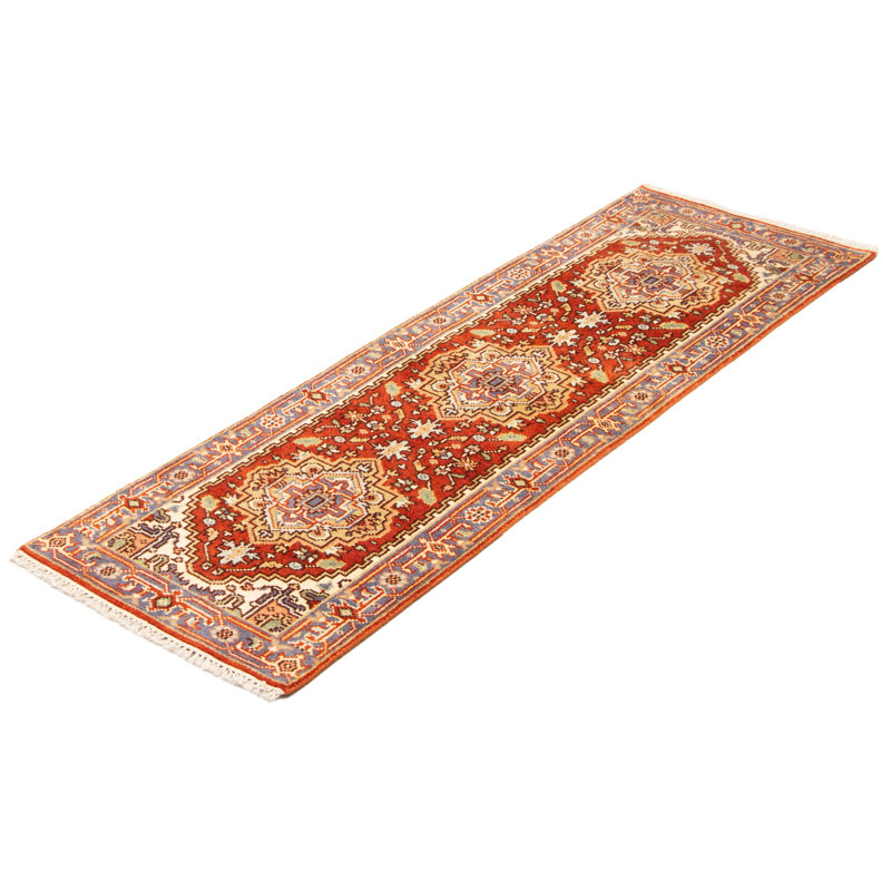 Tapis de couloir brun en laine noué à la main de conception unique 2 pi 6 po x 7 pi 11 po New Age