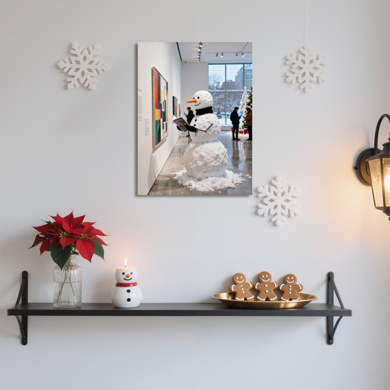 Bonhomme de neige, lecture d'art sur toile, H 18 po x l 12 po