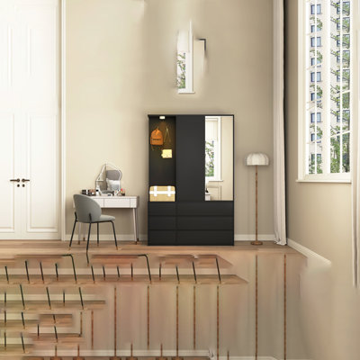 Garde-robe, garde-robe en bois, armoire de rangement pour vêtements